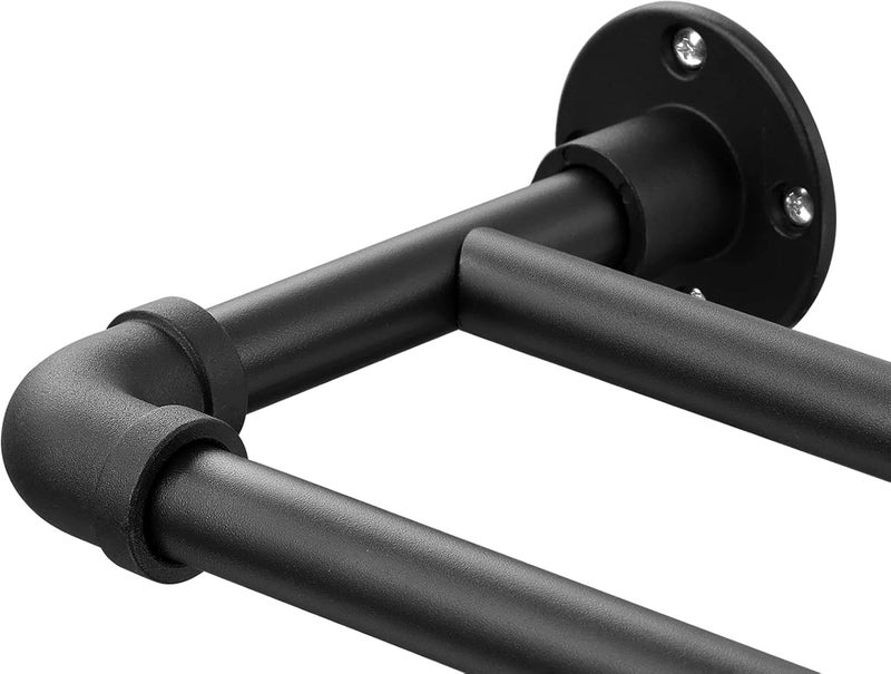 Keplrend Double Curtain Rod 72-144, Heavy Duty Blackout Double Curtain Rods for Windows 66 to 120 inch, Industrial Wrap Around Black Curtain Rods for Drapes and Curtains, Telescoping Adjustable - Image 1